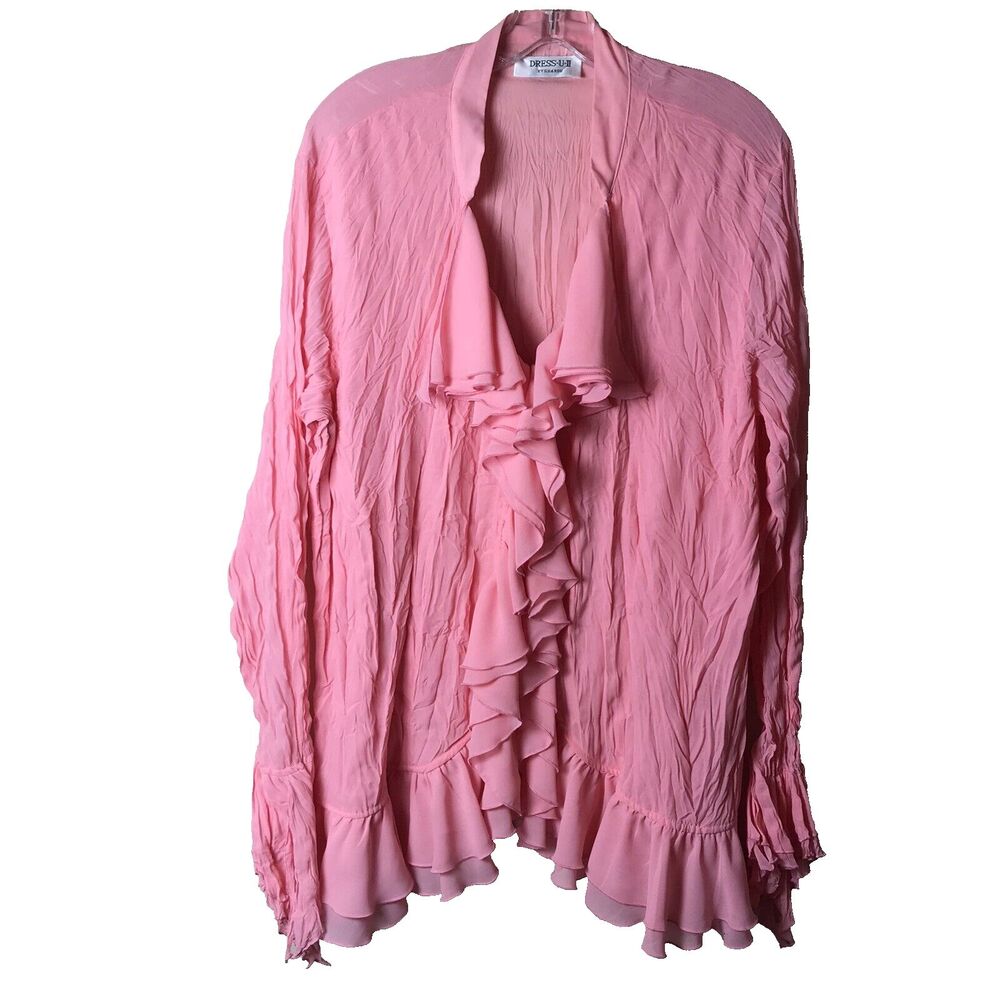 Dress-U-II Lovely Woman's Mellon Color Ruffle Blouse Pheasant Sleeves Size 2X